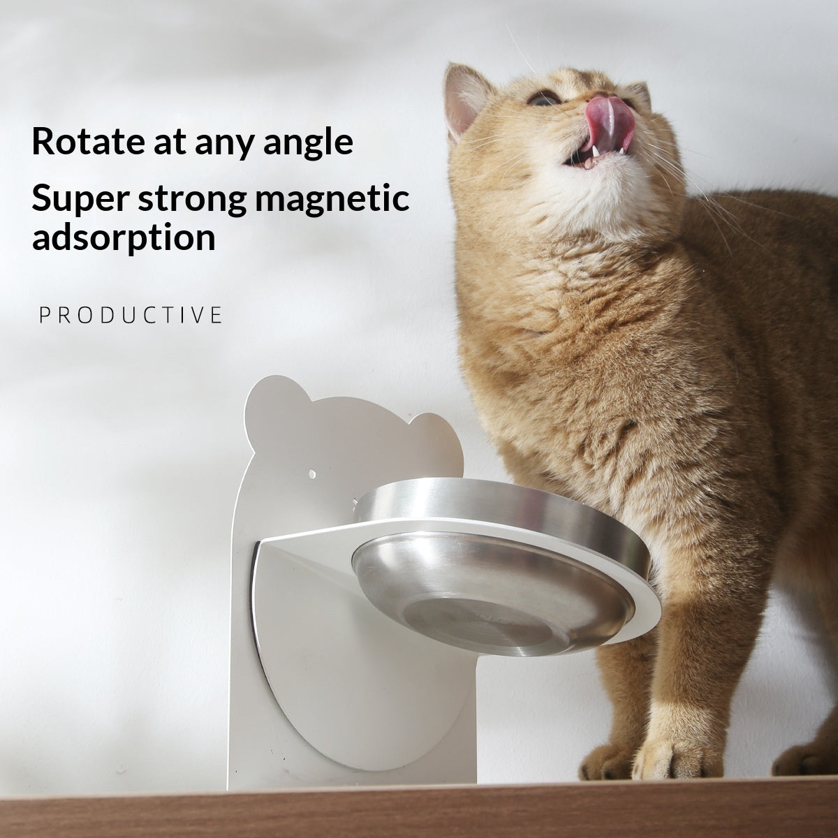 KFX-6849725 Large Capacity Stainless Steel Grain Drinking Bowl with Magnetic Stand for Cats