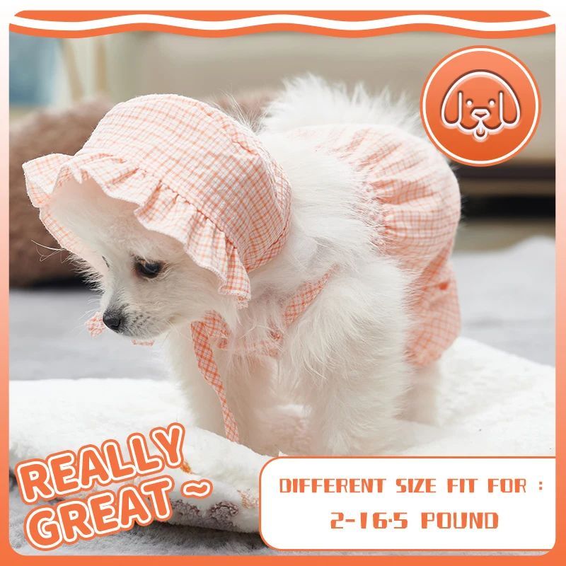 KFX-6851133 Orange Pet Jumpsuit with Hat for Summer Outdoor Adventures - Stylish Outfit for Puppies, Cats, Yorkies, and Chihuahuas
