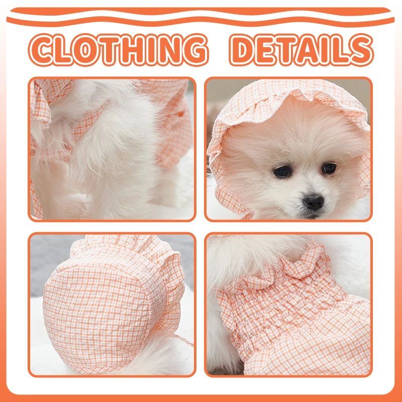 KFX-6851133 Orange Pet Jumpsuit with Hat for Summer Outdoor Adventures - Stylish Outfit for Puppies, Cats, Yorkies, and Chihuahuas