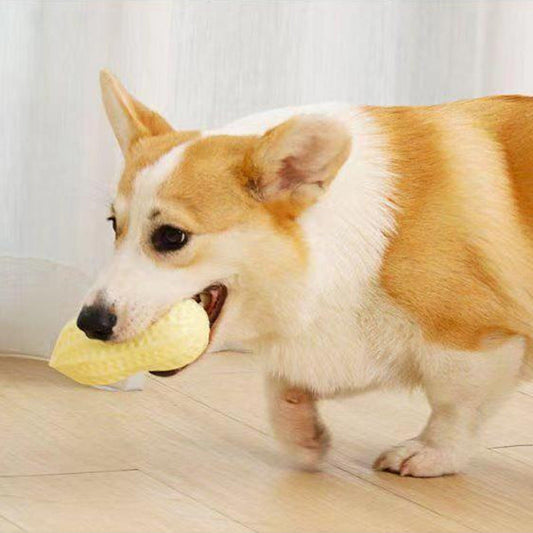 KFX-6852157 Peanut-Shaped Dog Chew Toy for Teeth Cleaning and Interactive Play