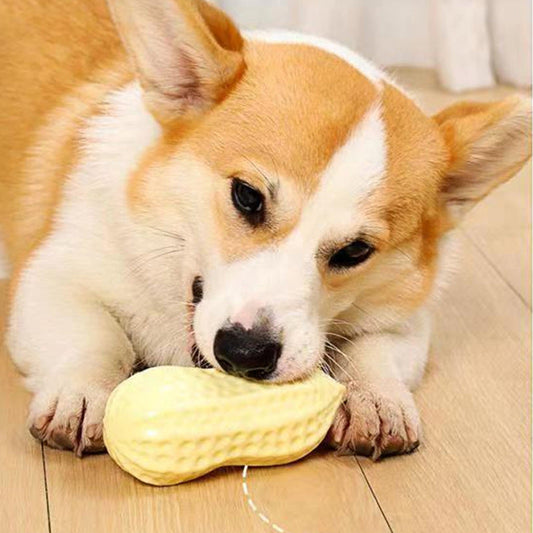 KFX-6852157 Peanut-Shaped Dog Chew Toy for Teeth Cleaning and Interactive Play