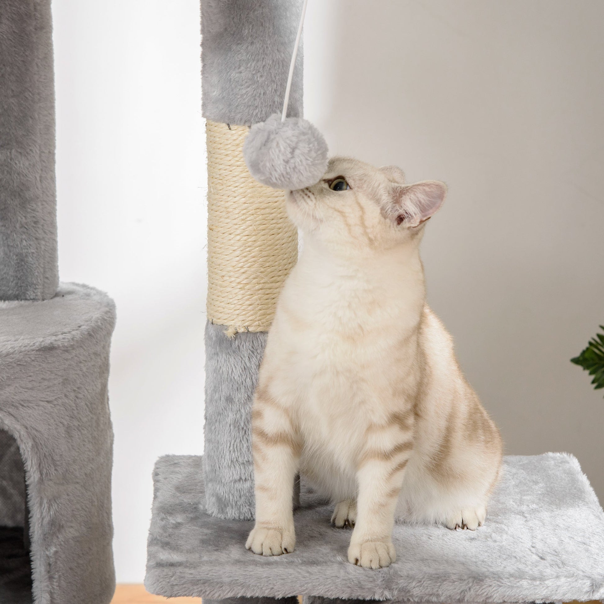 KFX-6852797 Adjustable Floor Standing Cat Tree with Hammock - 94.5-10.25 Inch Height for Climbing and Relaxation