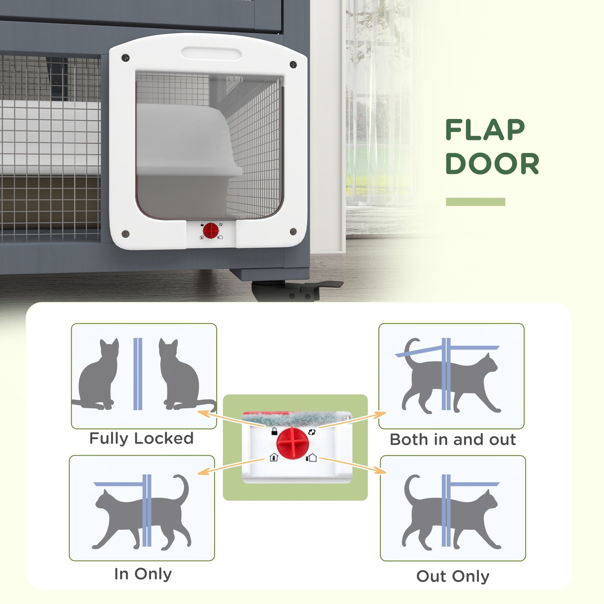 KFX-6853565 Cozy Indoor Cat Enclosure with Multiple Platforms and Mobility for 1-2 Cats
