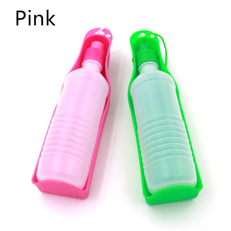 KFX-6855357 Portable Plastic Dog Water Bottle with Built-in Bowl - 500ml Hydration Feeder for Outdoor Travel