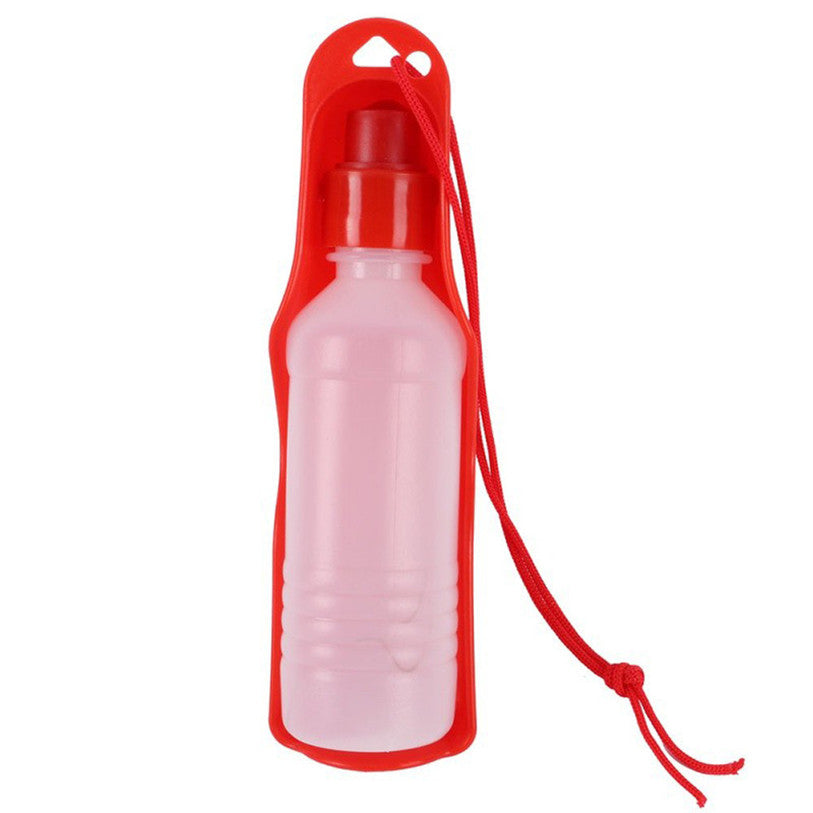 KFX-6855357 Portable Plastic Dog Water Bottle with Built-in Bowl - 500ml Hydration Feeder for Outdoor Travel