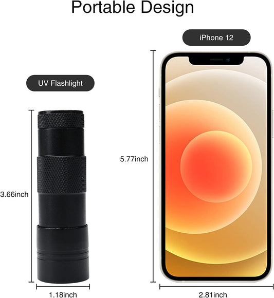 KFX-6856765 Mini LED UV Blacklight Flashlight for Detecting Pet Urine Stains, Bed Bugs, and Scorpions - Portable and Waterproof
