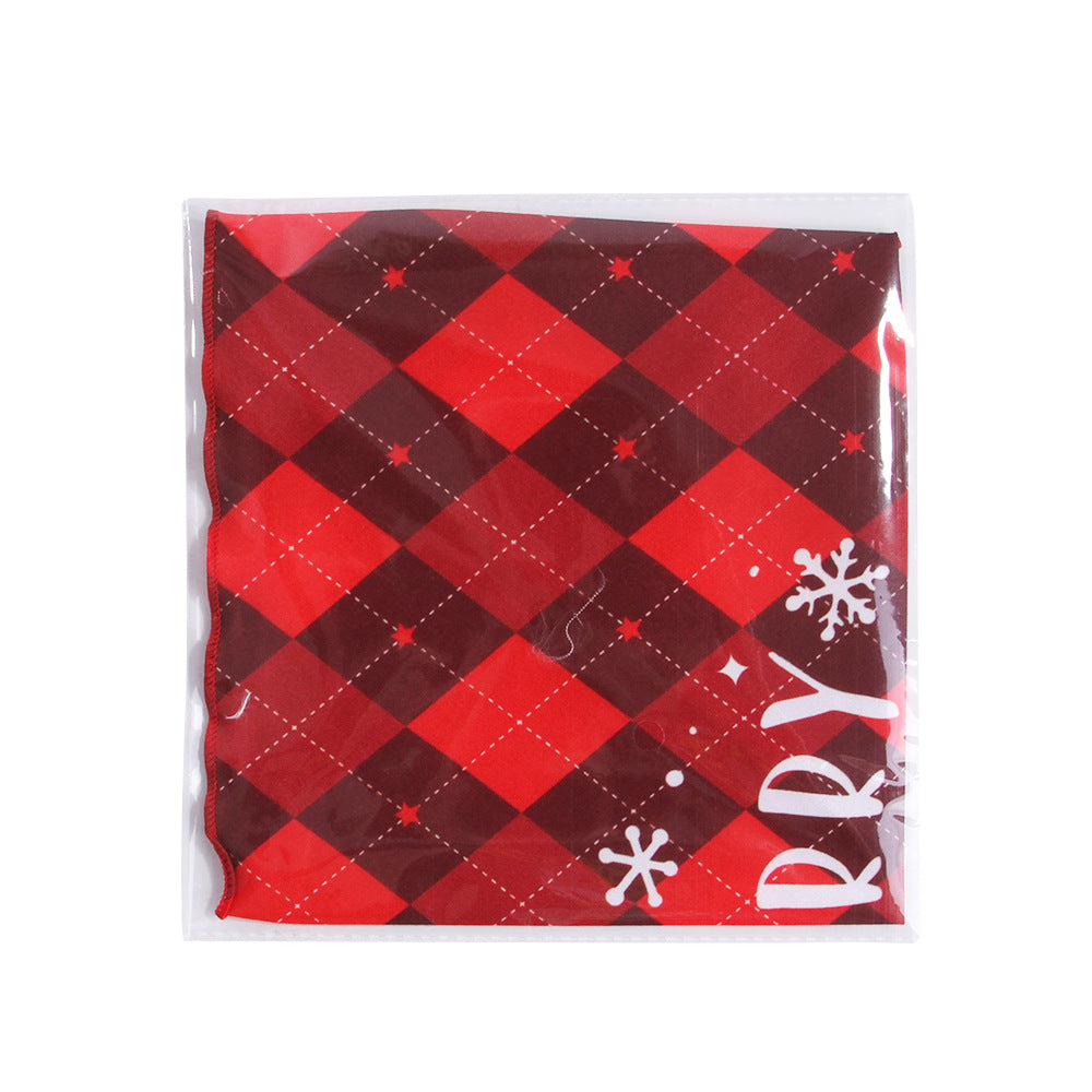 KFX-6856893 Festive Triangular Dog Saliva Towel in Color Matching Patterns - Snowman & Plaid