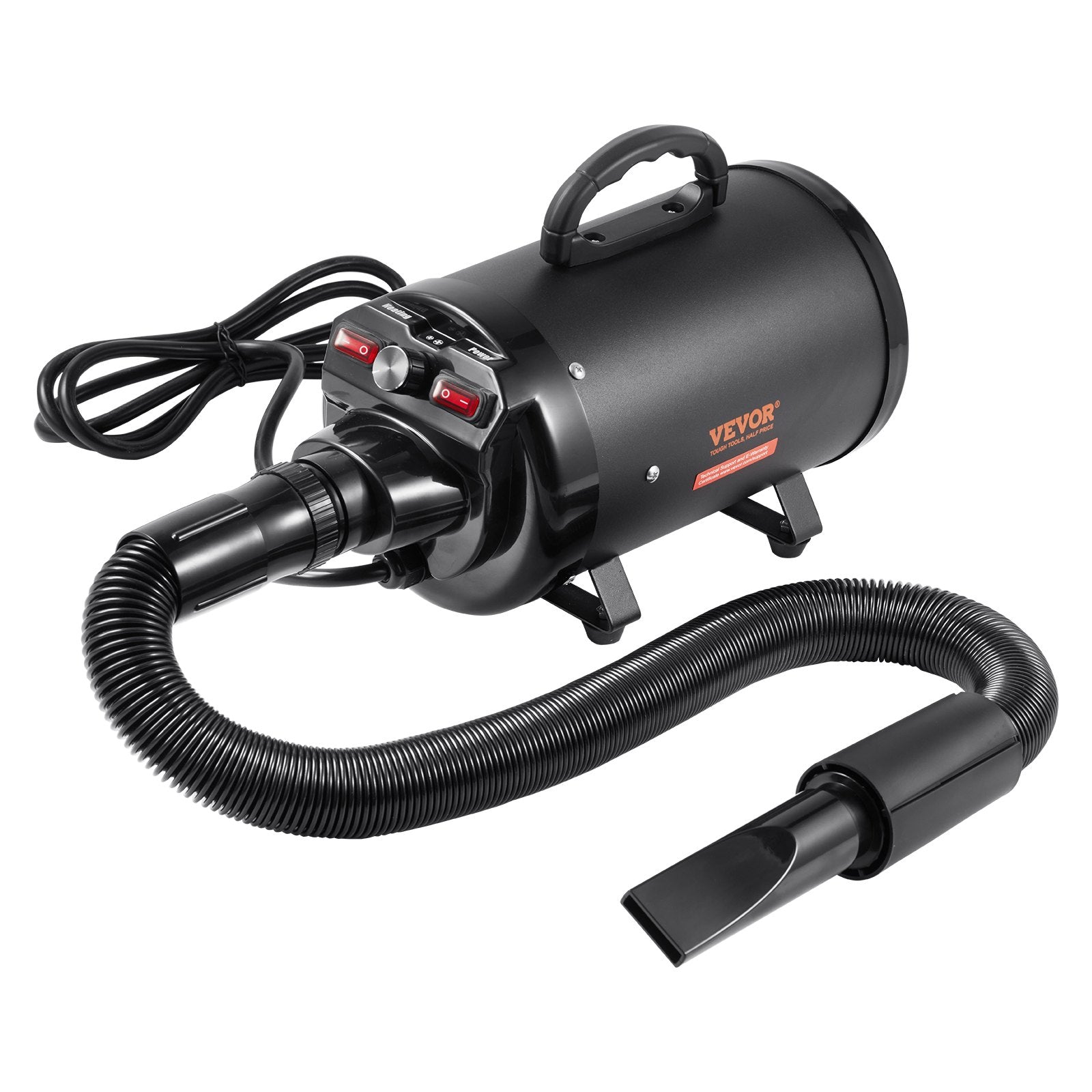 KFX-6857149 Pet Hair Dryer with Adjustable Speed and Temperature Control, 2800W/4.3HP Motor, Includes 4 Nozzles and Extendable Hose