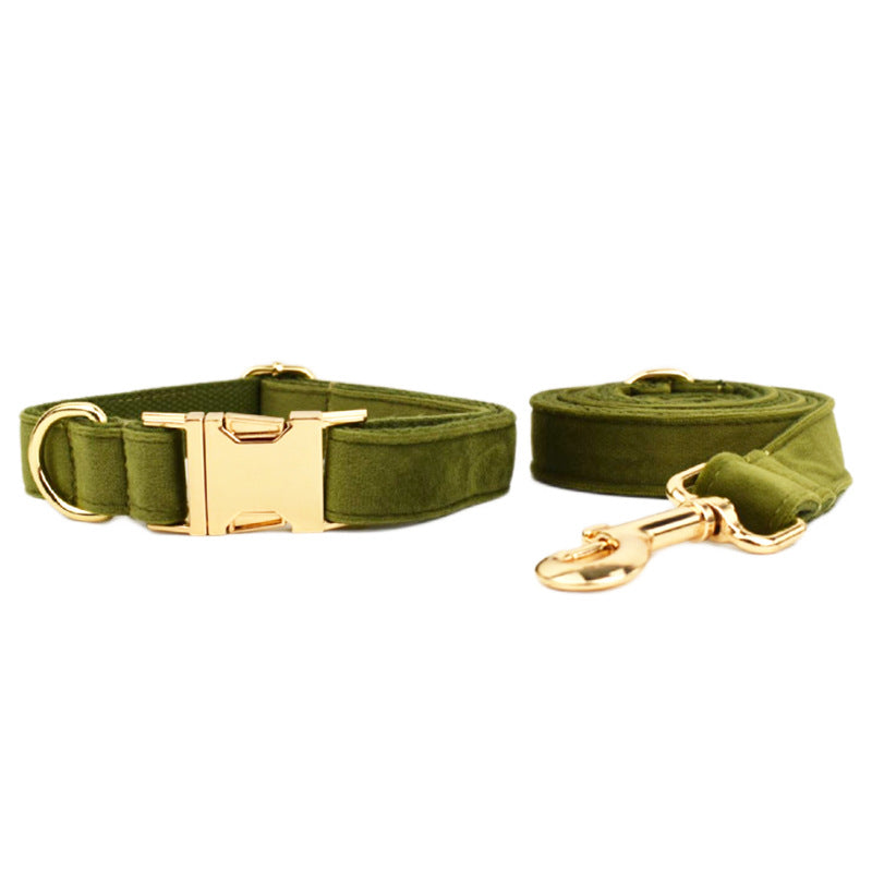 KFX-6858557 Velvet Dog Collar Set with Adjustable Traction Rope and Bow Tie