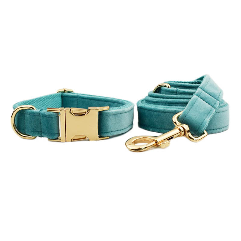 KFX-6858557 Velvet Dog Collar Set with Adjustable Traction Rope and Bow Tie