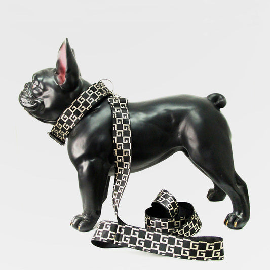 KFX-6859069 Durable Nylon Dog Leash with Collars and Adjustable Chest Straps for All Sizes