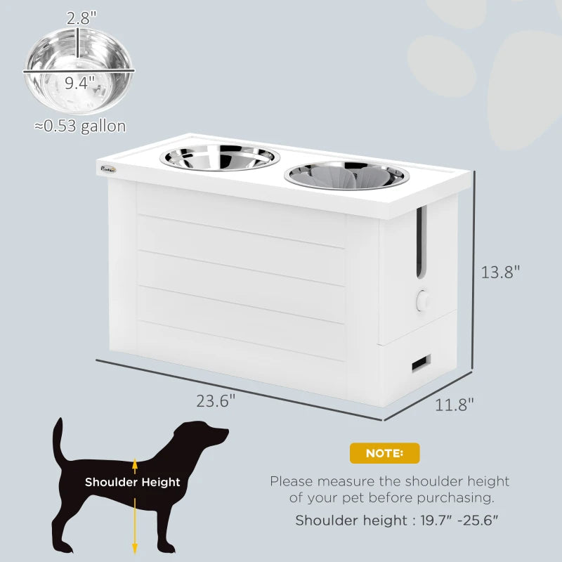 KFX-6860733 Elevated Dog Feeding Station with Slow Feeder Mat and Storage Cabinet for Large Dogs - 3 Stainless Steel Bowls Included