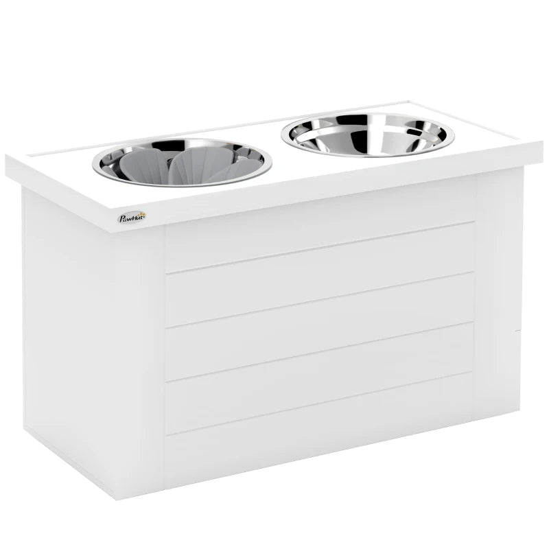 KFX-6860733 Elevated Dog Feeding Station with Slow Feeder Mat and Storage Cabinet for Large Dogs - 3 Stainless Steel Bowls Included