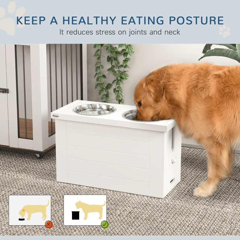 KFX-6860733 Elevated Dog Feeding Station with Slow Feeder Mat and Storage Cabinet for Large Dogs - 3 Stainless Steel Bowls Included