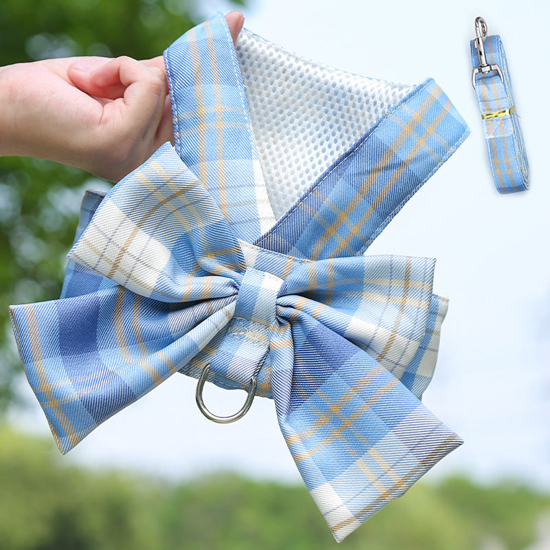 KFX-6864317 Stylish Plaid Strap Dog Leash and Skirt Set for Pets