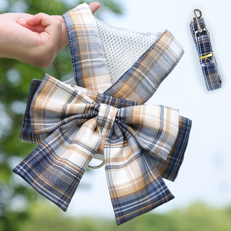 KFX-6864317 Stylish Plaid Strap Dog Leash and Skirt Set for Pets
