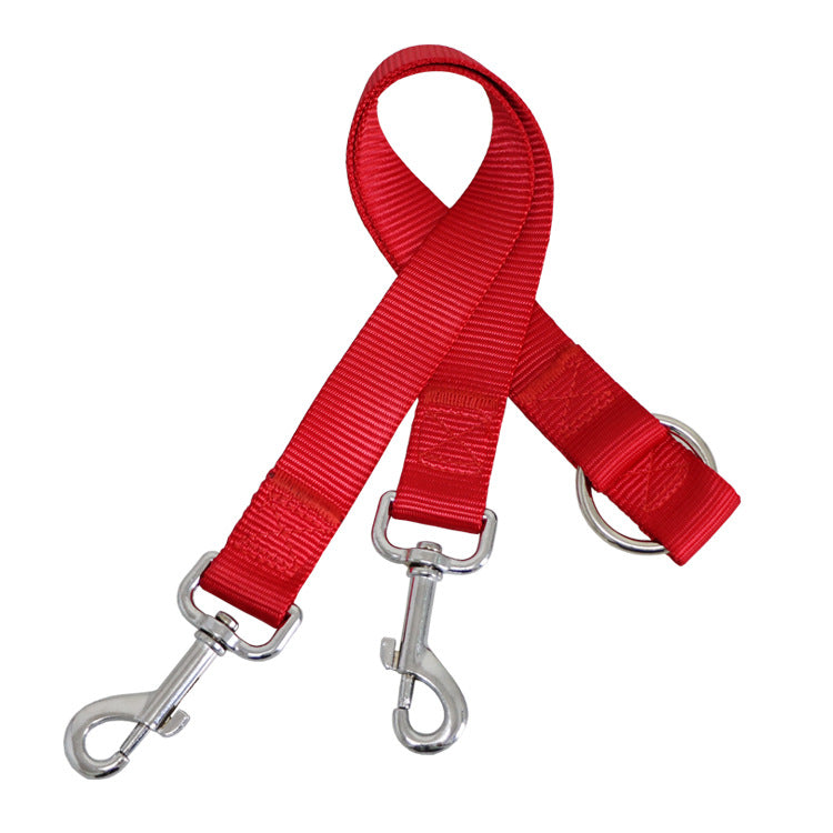 KFX-6864829 Double-Headed Pet Traction Leash - Durable Nylon with Metal Hook - Available in Multiple Colors