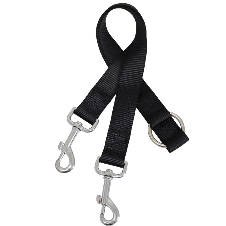 KFX-6864829 Double-Headed Pet Traction Leash - Durable Nylon with Metal Hook - Available in Multiple Colors