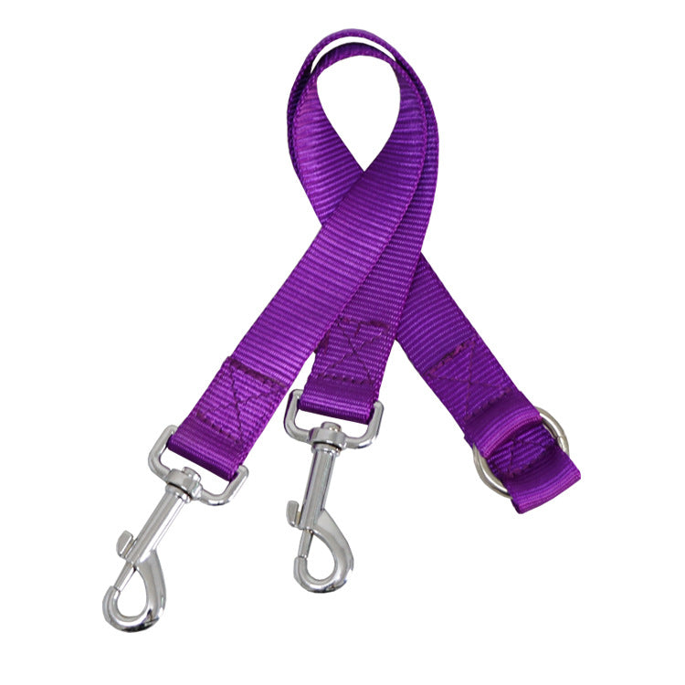 KFX-6864829 Double-Headed Pet Traction Leash - Durable Nylon with Metal Hook - Available in Multiple Colors