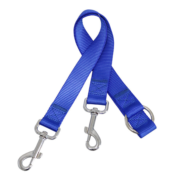 KFX-6864829 Double-Headed Pet Traction Leash - Durable Nylon with Metal Hook - Available in Multiple Colors