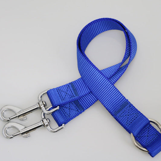 KFX-6864829 Double-Headed Pet Traction Leash - Durable Nylon with Metal Hook - Available in Multiple Colors