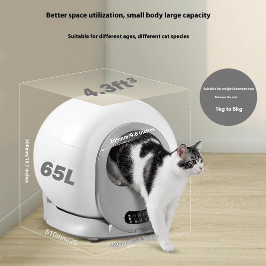 KFX-6865085 Smart Automatic Cat Litter Box with Deodorizing Feature - 9L Capacity, ABS Plastic, 18W Power