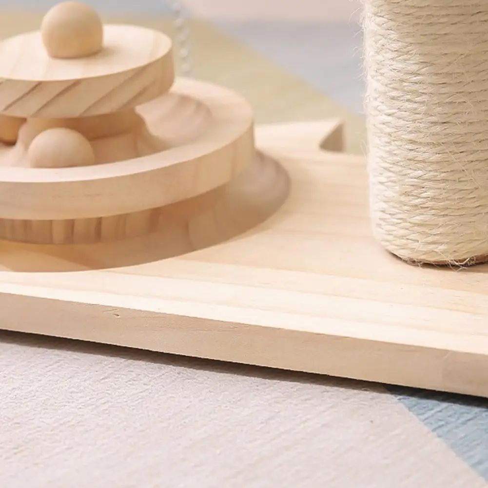 KFX-6865853 Cat Mushroom Scratching Post with Rotating Wooden Balls and Sisal Rope for Interactive Play and Climbing