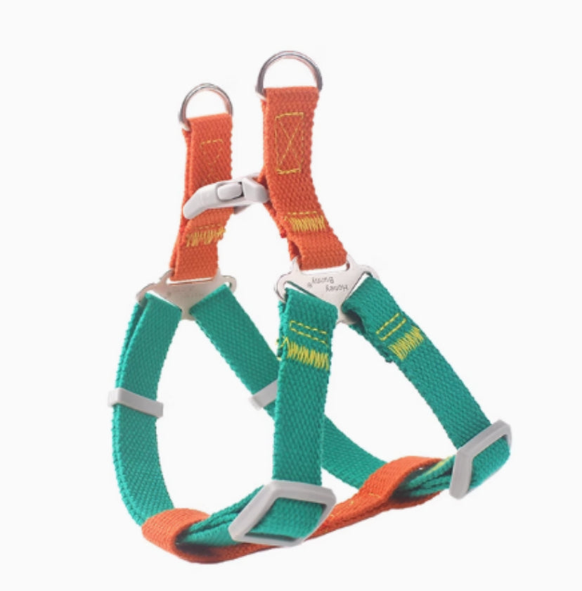 KFX-6866493 Contrast Color Vest-style Chest-back Traction Dog Leash for Pet Safety and Control