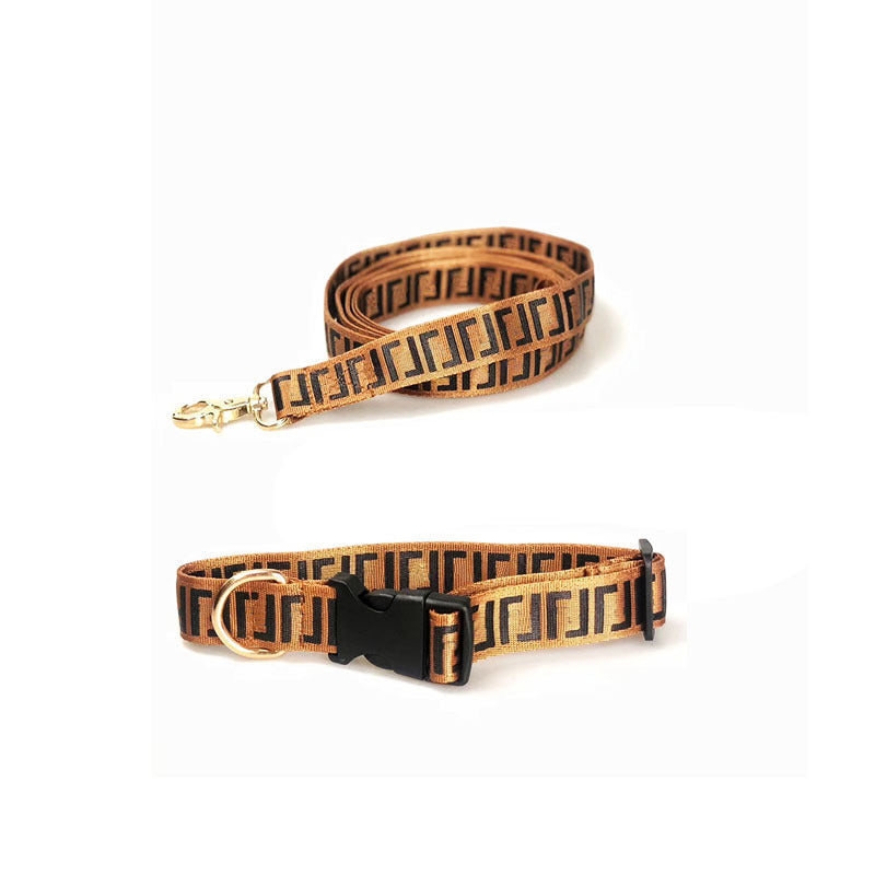 KFX-6867005 Dog Leash and Collar Set - Polyester with Letter Pattern, Available in Various Sizes