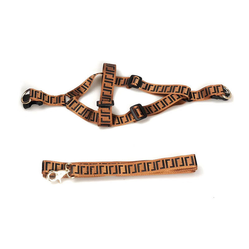 KFX-6867005 Dog Leash and Collar Set - Polyester with Letter Pattern, Available in Various Sizes