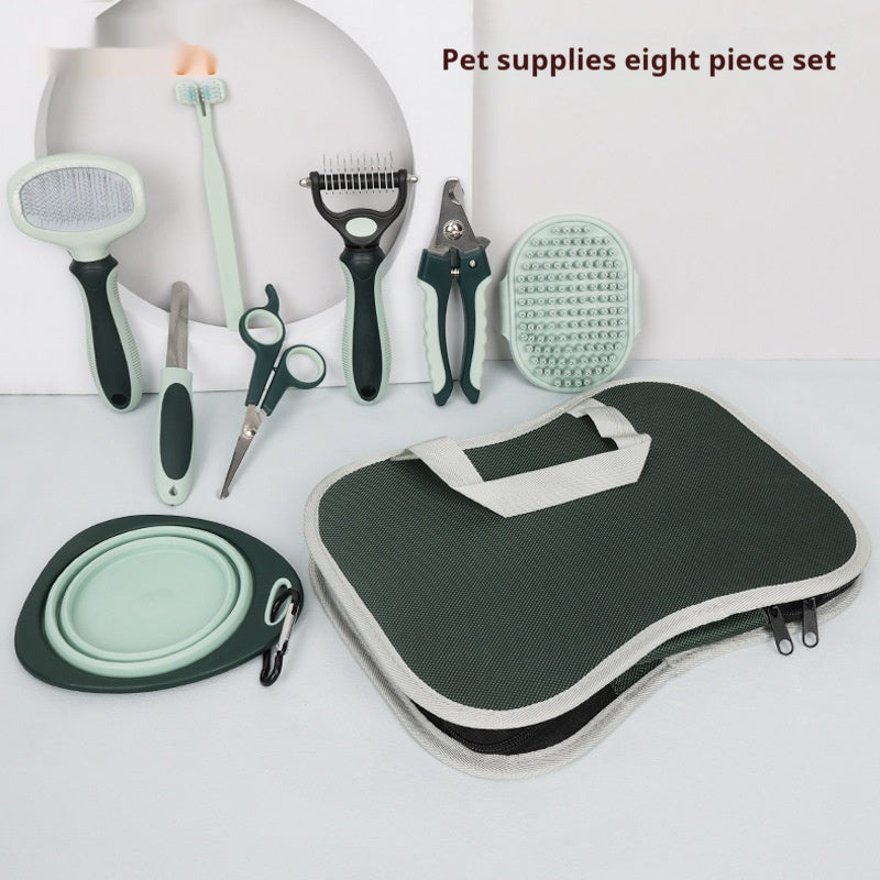 KFX-6868797 Pet Grooming Tool Set with Scissors, Comb, Needle, and Bath Brush