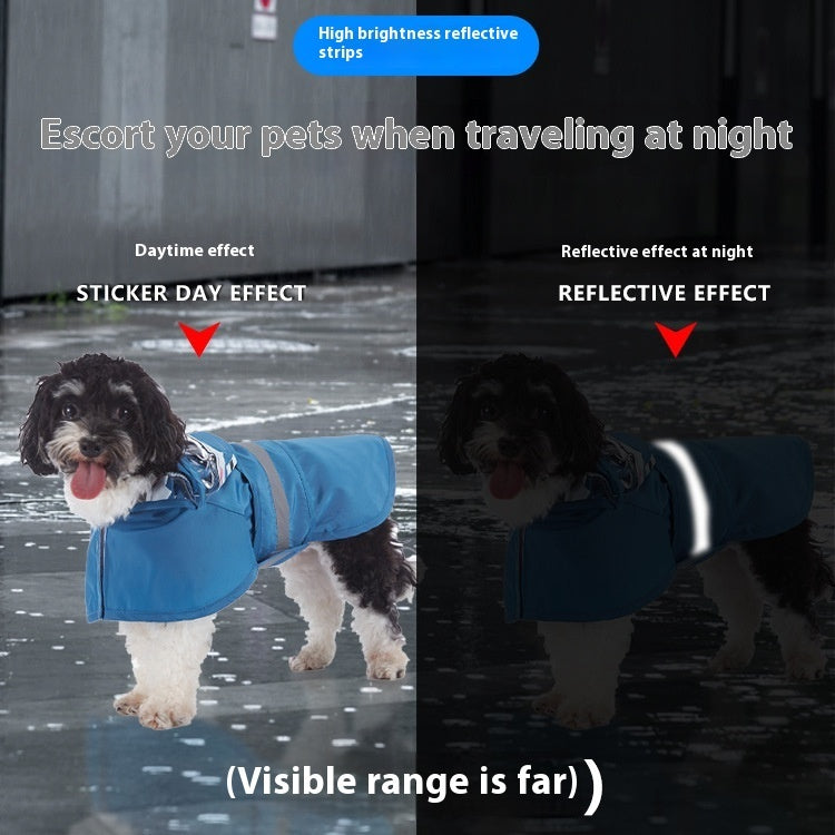 KFX-6870461 Reflective Cartoon Dog Rain Poncho for Pets - Various Colors & Sizes Available