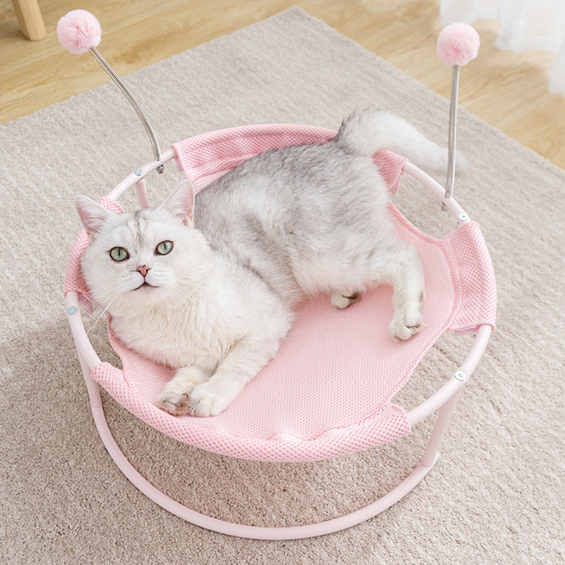 KFX-6870845 Breathable Ice Silk Pet Hammock for All Seasons, Removable and Washable