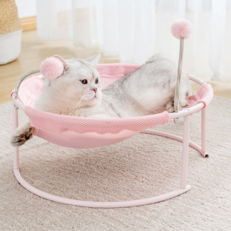 KFX-6870845 Breathable Ice Silk Pet Hammock for All Seasons, Removable and Washable