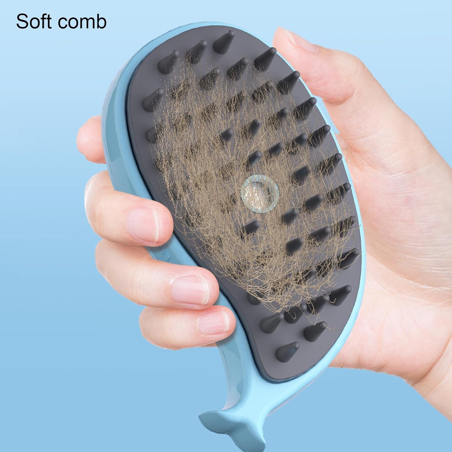 KFX-6872253 3-in-1 Whale-Shaped Cat Steam Brush for Grooming, De-Shedding, and Massage