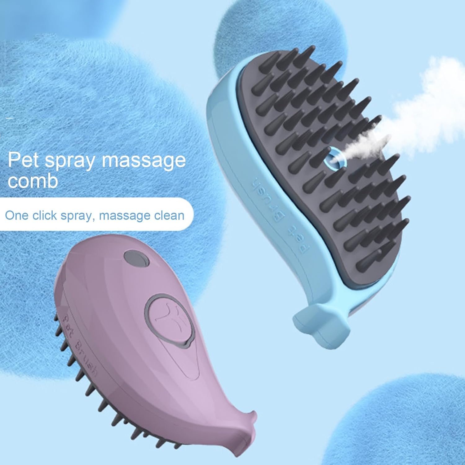 KFX-6872253 3-in-1 Whale-Shaped Cat Steam Brush for Grooming, De-Shedding, and Massage