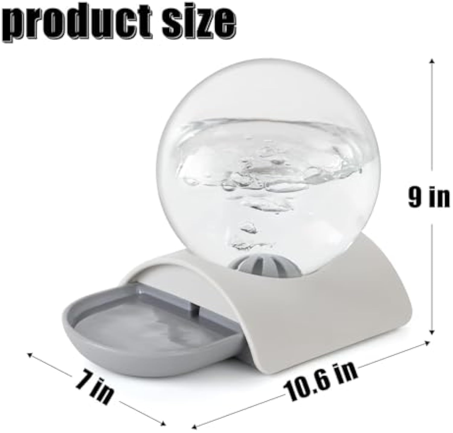 KFX-6874045 Automatic 2.8L Pet Water Dispenser for Cats, Dogs & Rabbits - Gravity Feed Design with Detachable Dish and Spherical Waterer