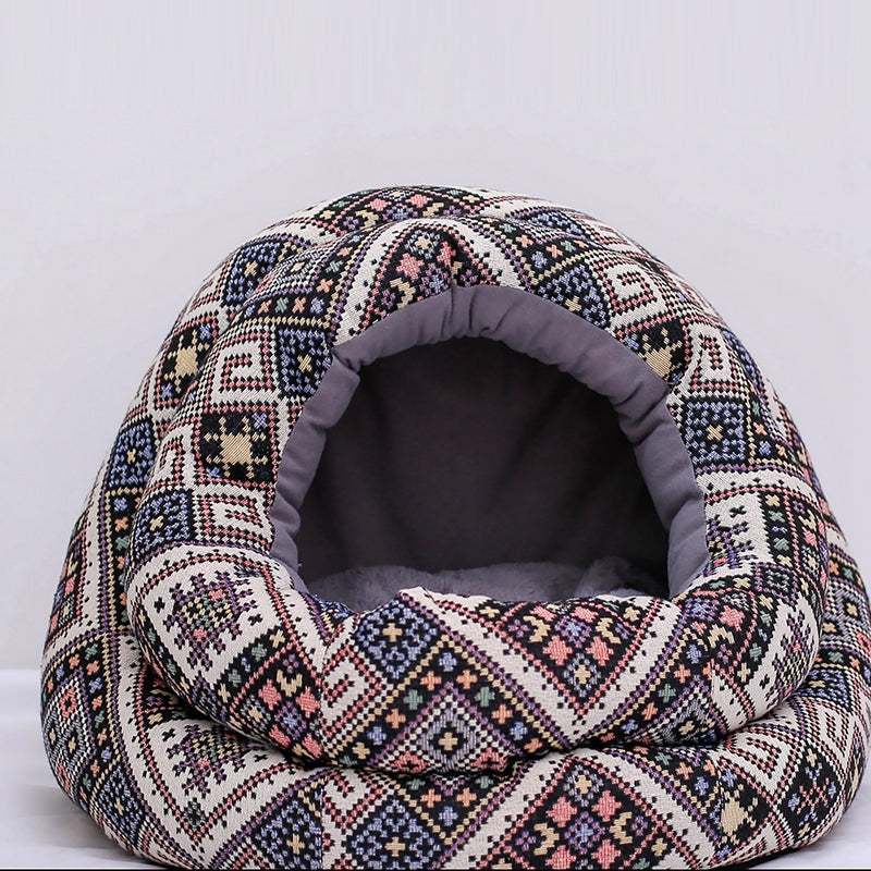 KFX-6874813 Cozy Flannel and Fluff Nest Bed for Small Dogs and Cats - Multiple Sizes Available