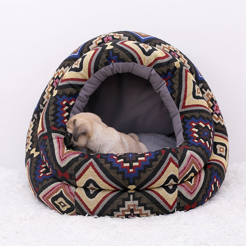 KFX-6874813 Cozy Flannel and Fluff Nest Bed for Small Dogs and Cats - Multiple Sizes Available