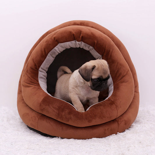 KFX-6874813 Cozy Flannel and Fluff Nest Bed for Small Dogs and Cats - Multiple Sizes Available