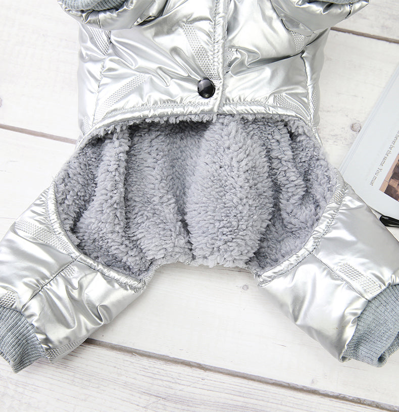 KFX-6875197 Warm Cotton Four-Legged Winter Coat for Puppies in Silver and Black