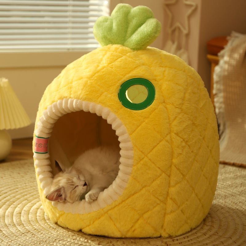 KFX-6875581 Cozy Pineapple Pet Nest for Cats and Small Animals