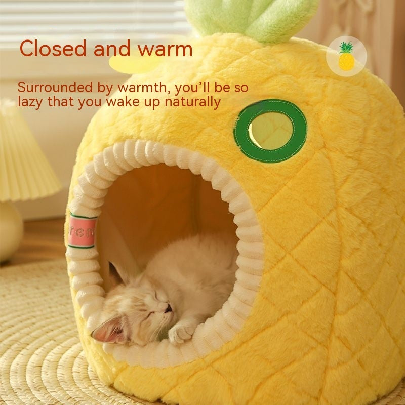 KFX-6875581 Cozy Pineapple Pet Nest for Cats and Small Animals