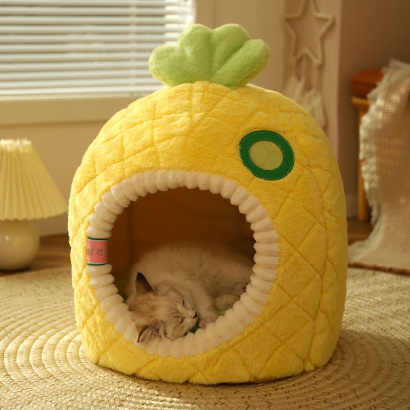 KFX-6875581 Cozy Pineapple Pet Nest for Cats and Small Animals
