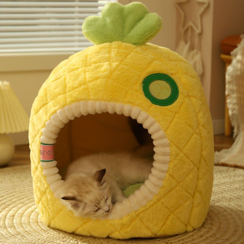KFX-6875581 Cozy Pineapple Pet Nest for Cats and Small Animals