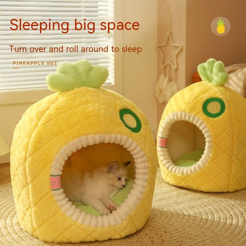 KFX-6875581 Cozy Pineapple Pet Nest for Cats and Small Animals