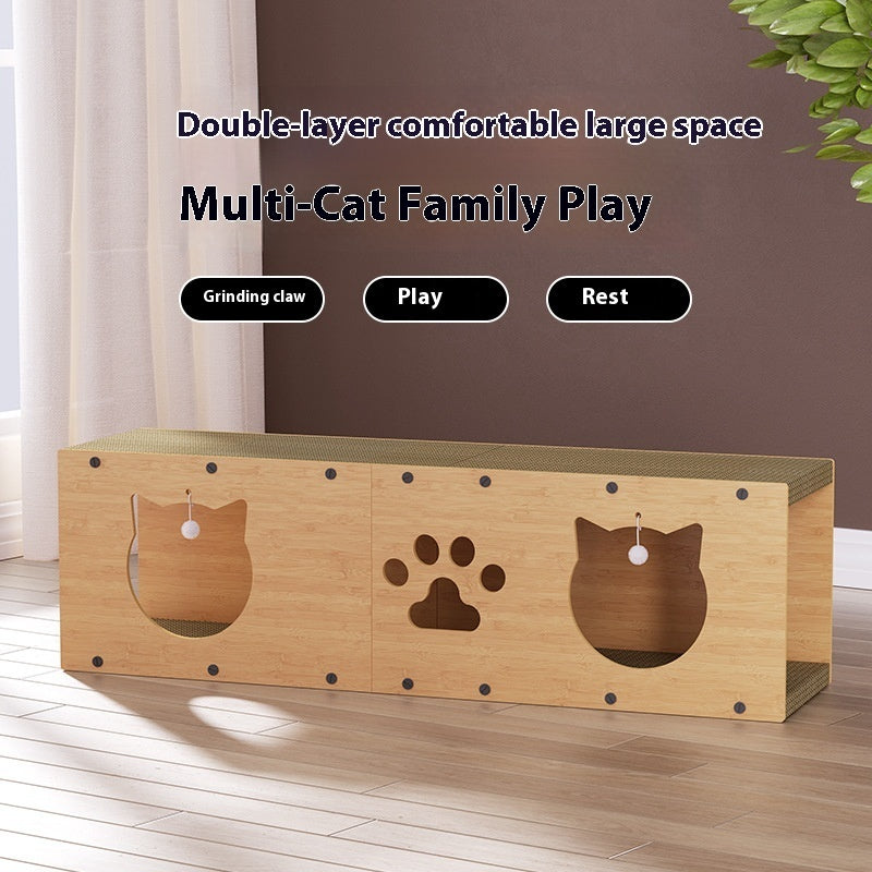 KFX-6875837 Corrugated Vertical Pet Toy Tunnel - Wear-resistant Brown Design, 100x0.24cm & 100x0.3cm