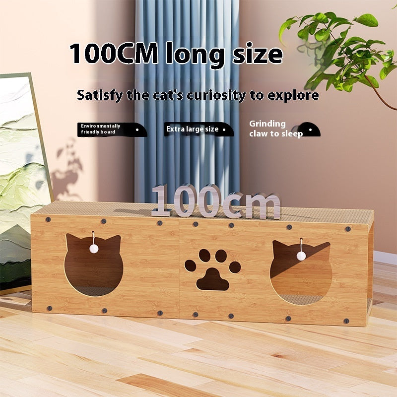 KFX-6875837 Corrugated Vertical Pet Toy Tunnel - Wear-resistant Brown Design, 100x0.24cm & 100x0.3cm