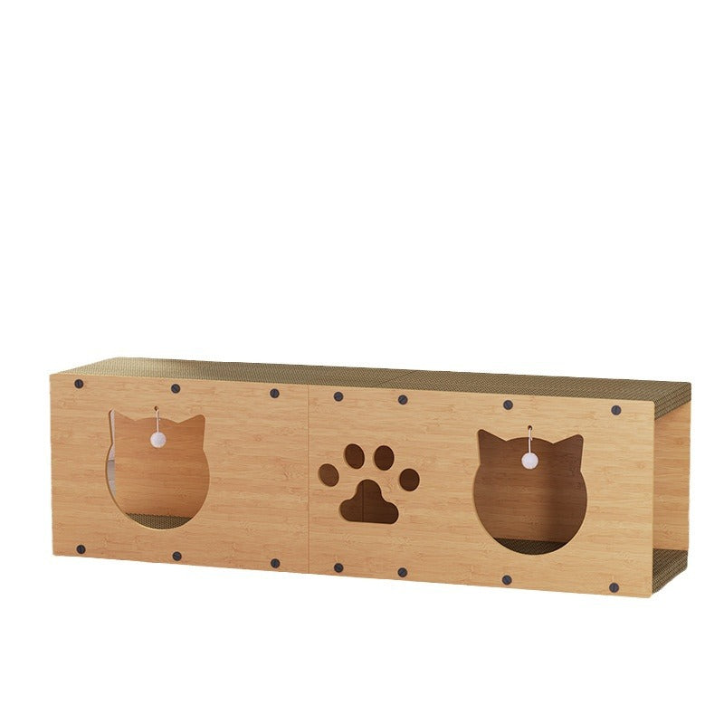 KFX-6875837 Corrugated Vertical Pet Toy Tunnel - Wear-resistant Brown Design, 100x0.24cm & 100x0.3cm