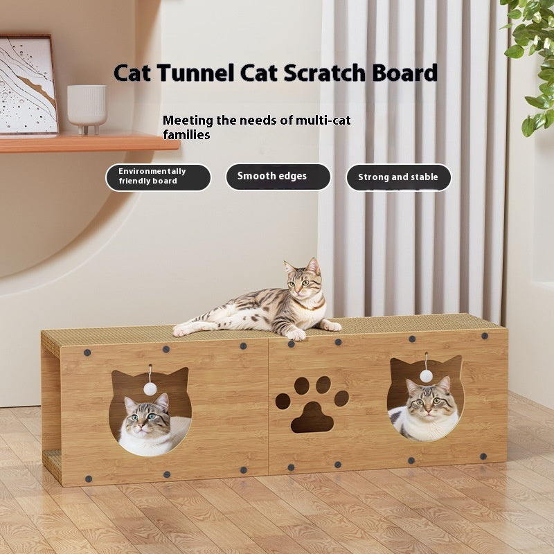 KFX-6875837 Corrugated Vertical Pet Toy Tunnel - Wear-resistant Brown Design, 100x0.24cm & 100x0.3cm